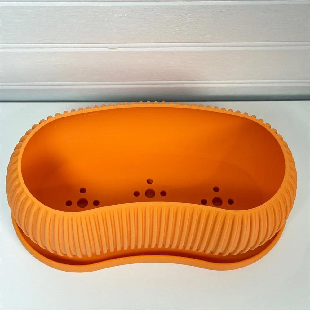 Terra Planter, Indoor Planter with Drainage Tray, Tabletop Planter, Ridged